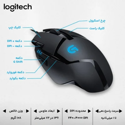 موس سیمی Logitech G402 Hyperion Fury - Image 4