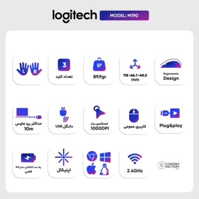 موس بی سیم Logitech M190 - Image 4